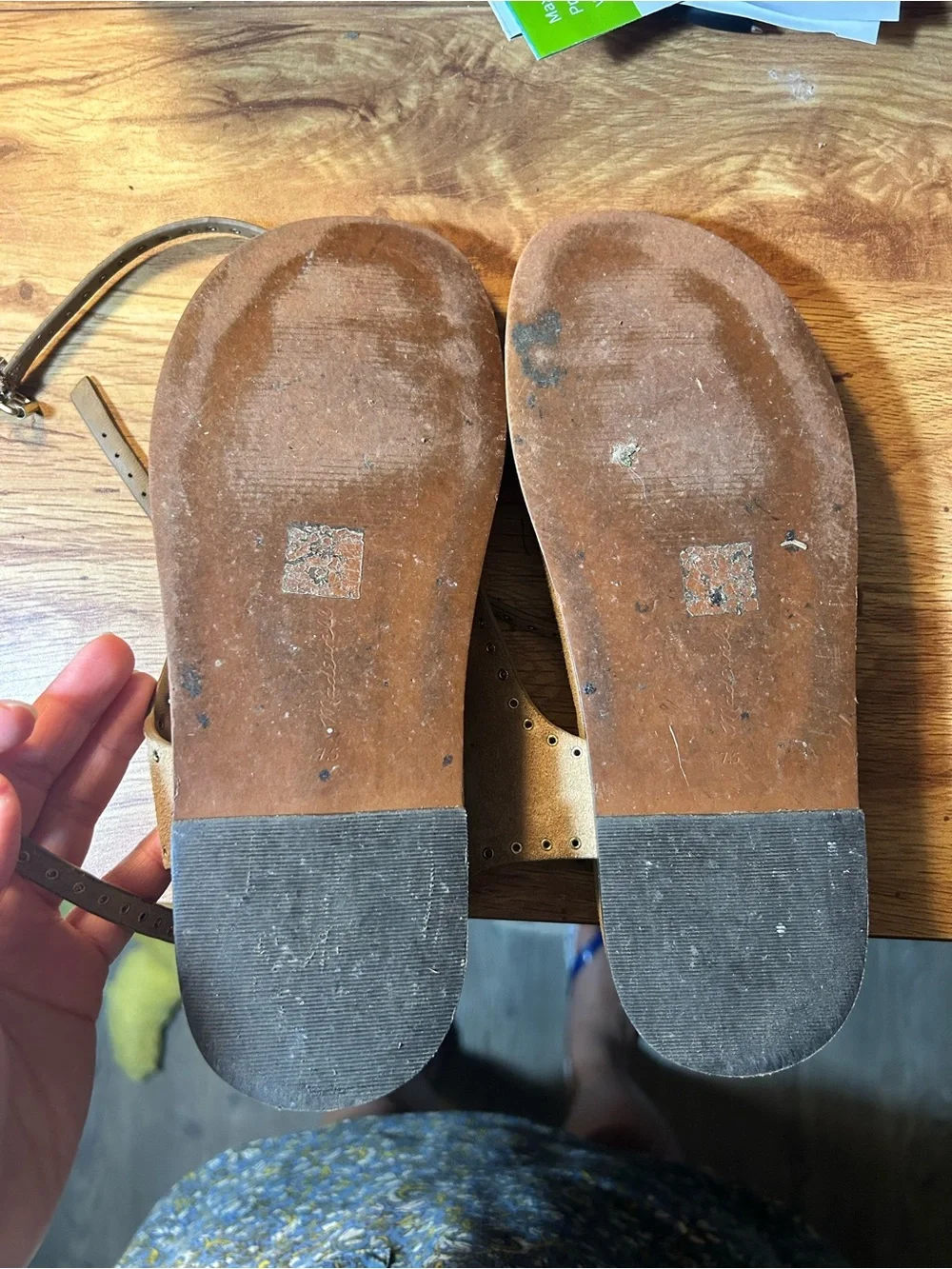 Madewell Tan Lace-Up Suede Sandals with Perforated Straps